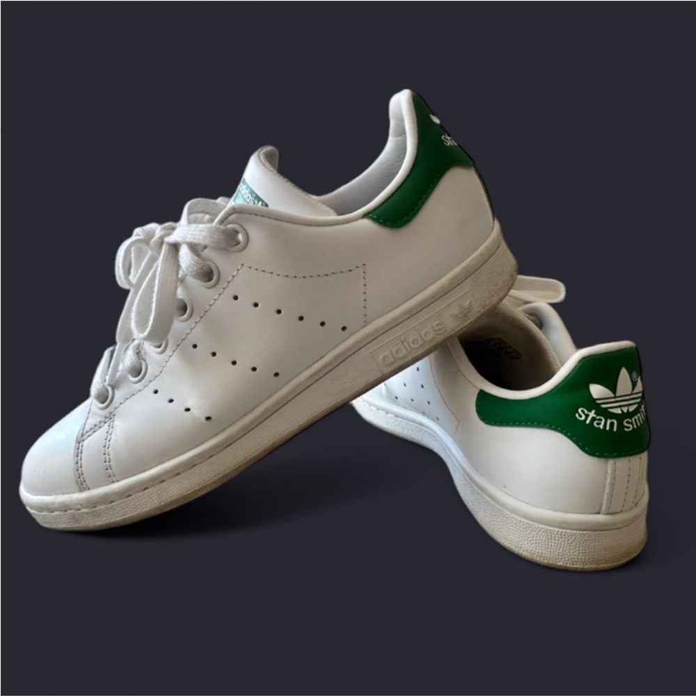adidas White and Green Stan Smith Sneakers